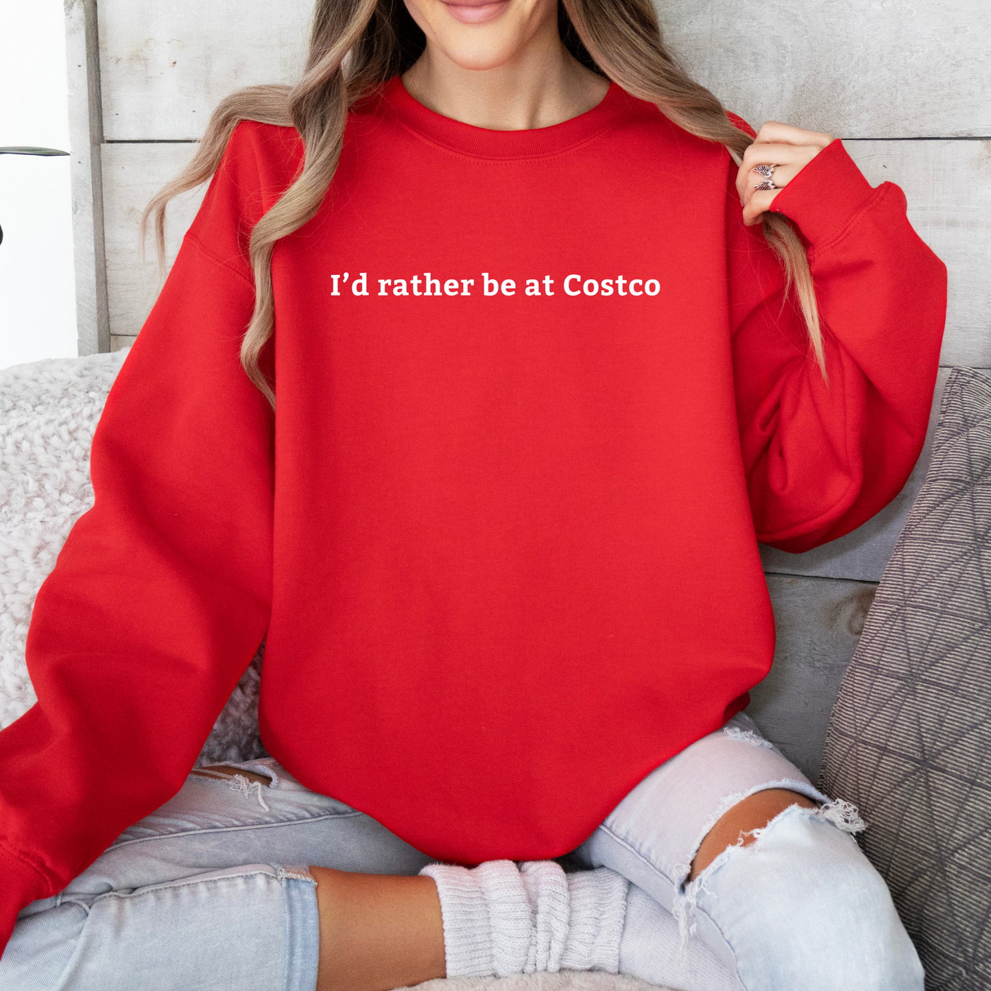 Embroidered I'd Rather Be At Costco Sweatshirt | Funny Gifts for Costco Lovers